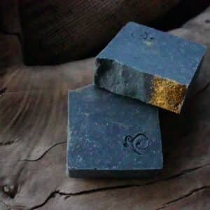 Bamboo Charcoal Soap bar with natural ingredients and kintsugi-inspired design